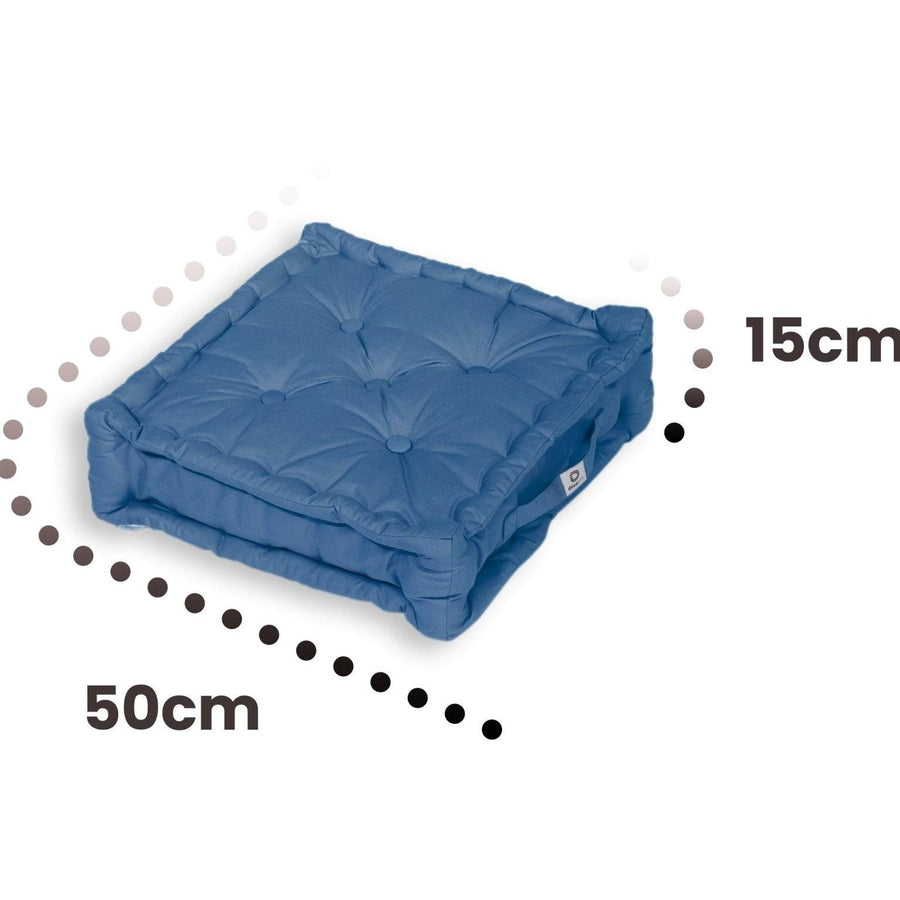 Set di 2 Cuscini da Pavimento XL 50x50 Blu Petrolio, tessuto anti-UV e idrorepellente