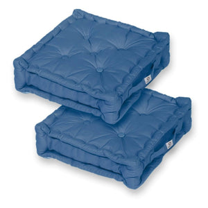 Set di 2 Cuscini da Pavimento XL 50x50 Blu Petrolio - Spesso 15cm & Maniglia