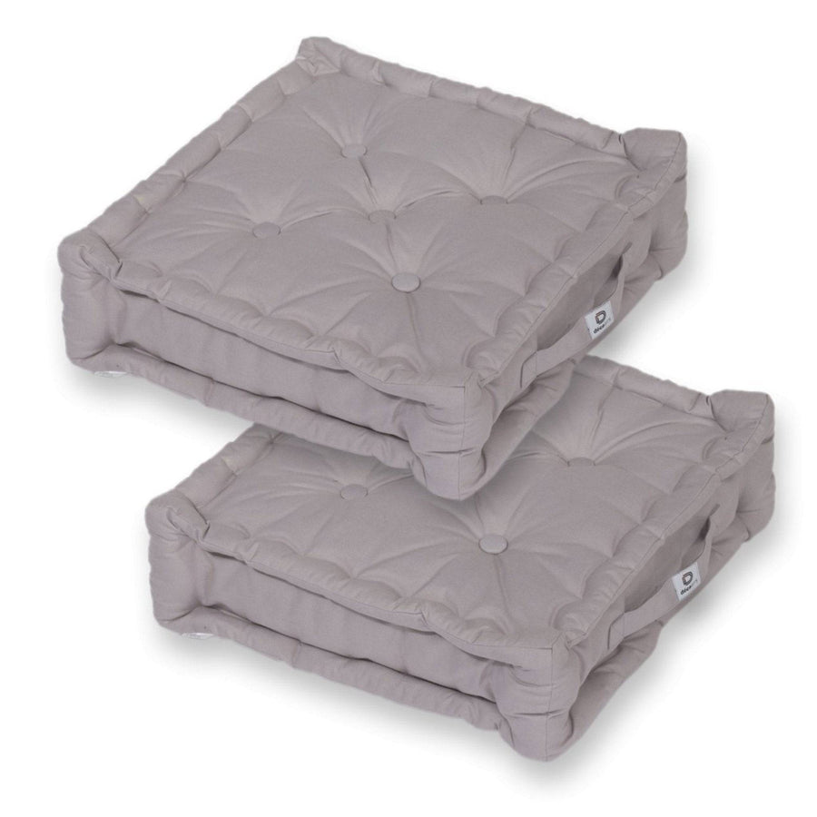 Set di 2 Cuscini da Pavimento XL 50x50 Grigio Ciottolo, spessore 15 cm