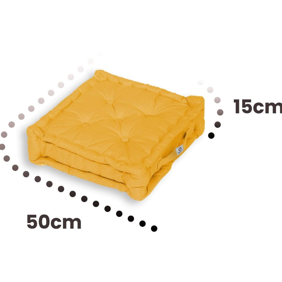 Set di 2 Cuscini da Pavimento XL 50x50 Giallo, tessuto anti-UV e idrorepellente