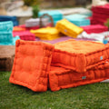 Set di 2 Cuscini da Pavimento XL 50x50 Arancione - Spesso 15cm & Maniglia