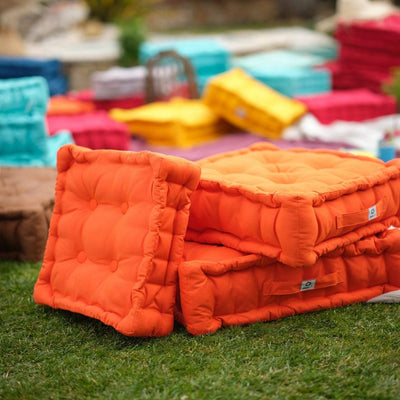 Coussin de sol lot de 2  - 50 x 50 cm Orange - Deco-arts.fr