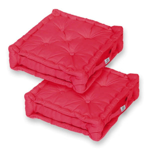 Set di 2 Cuscini da Pavimento XL 50x50 Rosso Peperoncino - Spesso 15cm & Maniglia