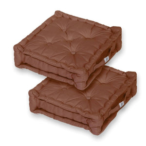Set di 2 Cuscini da Pavimento XL 50x50 Ruggine - Spesso 15cm & Maniglia