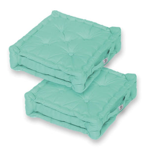 Set di 2 Cuscini da Pavimento XL 50x50 Verde Menta - Spesso 15cm & Maniglia