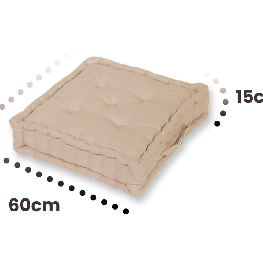 Set di 2 Cuscini da Pavimento Giganti 60x60 Beige Clair, tessuto anti-UV e idrorepellente