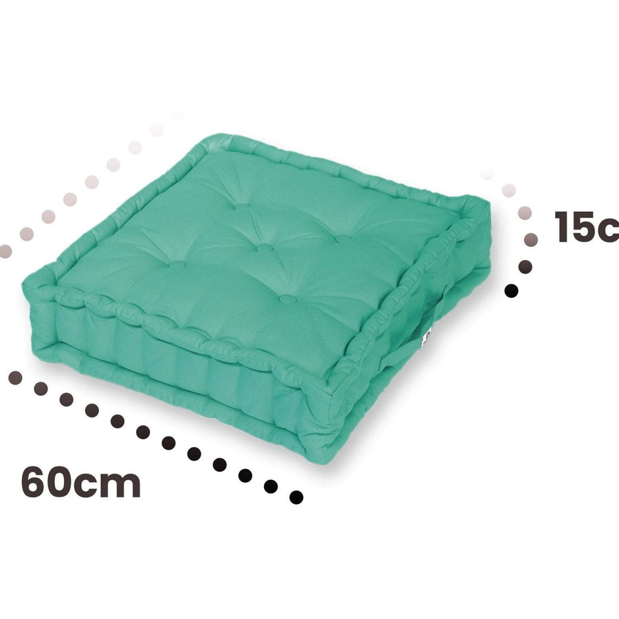 Set di 2 Cuscini da Pavimento Giganti 60x60 Blu Caraibi, tessuto in poliestere