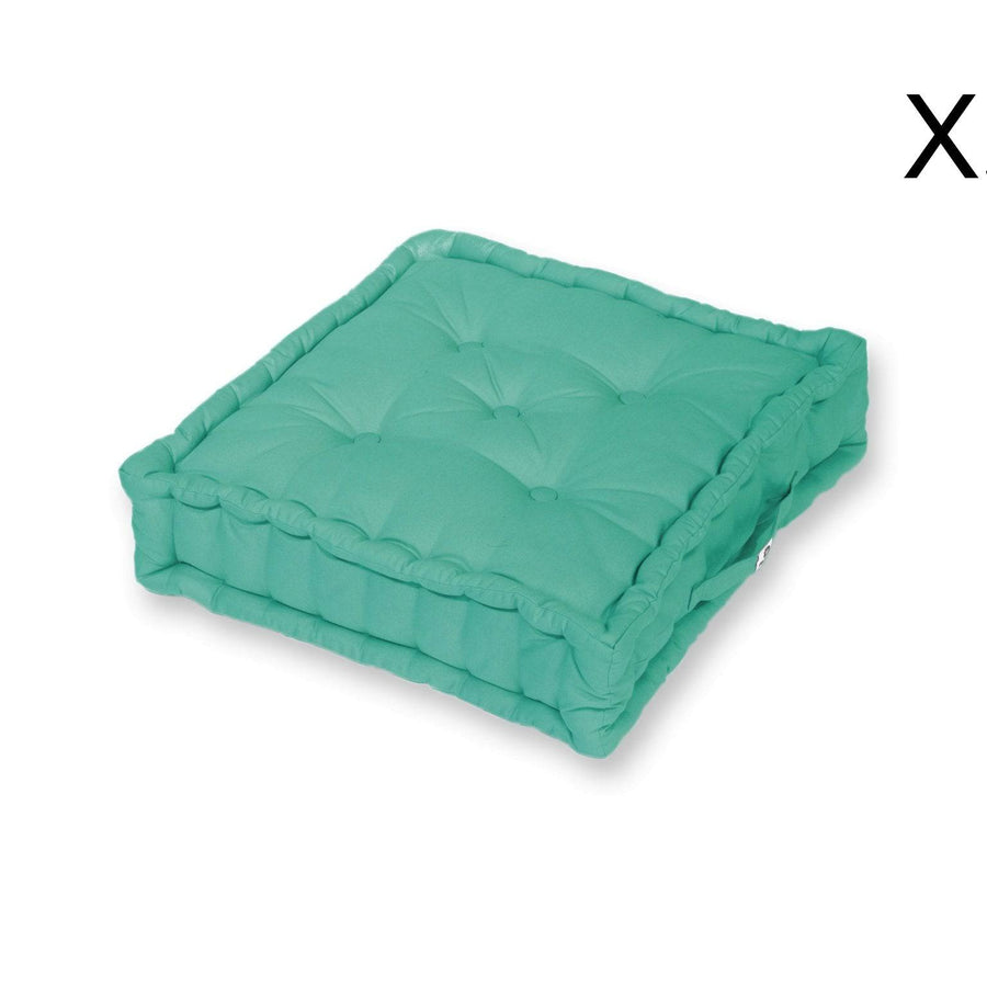 Set di 2 Cuscini da Pavimento Giganti 60x60 Blu Caraibi, tessuto anti-UV e idrorepellente