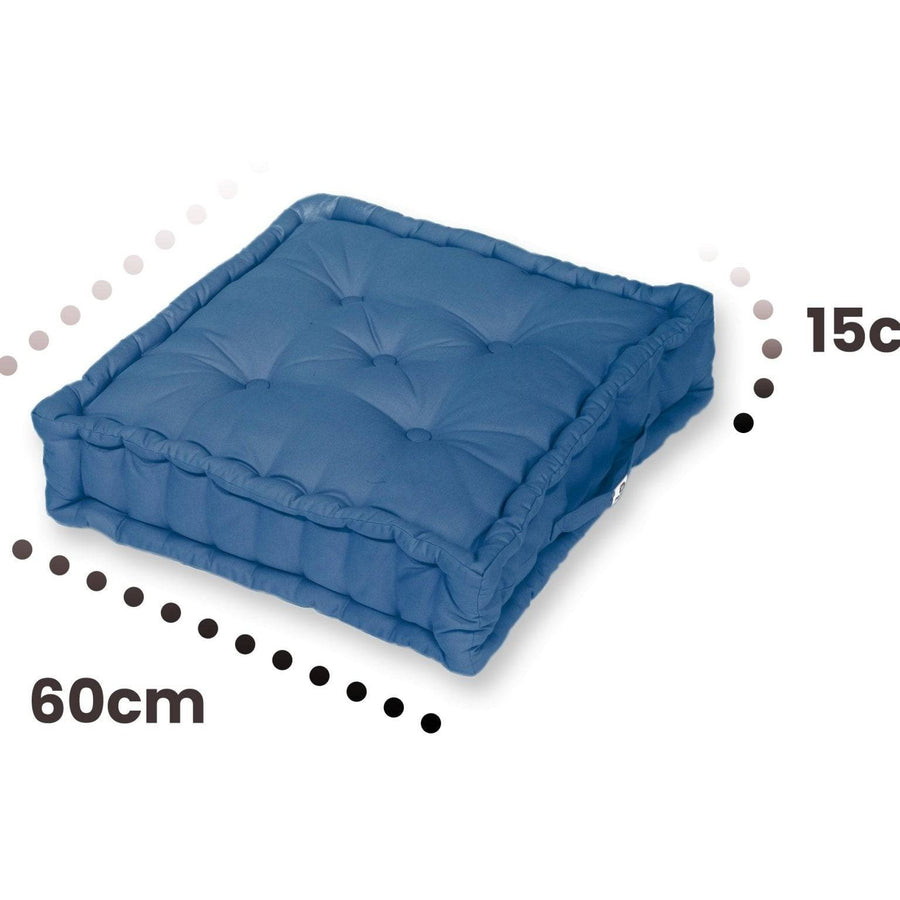 Set di 2 Cuscini da Pavimento Giganti 60x60 Blu Petrolio, tessuto anti-UV e idrorepellente