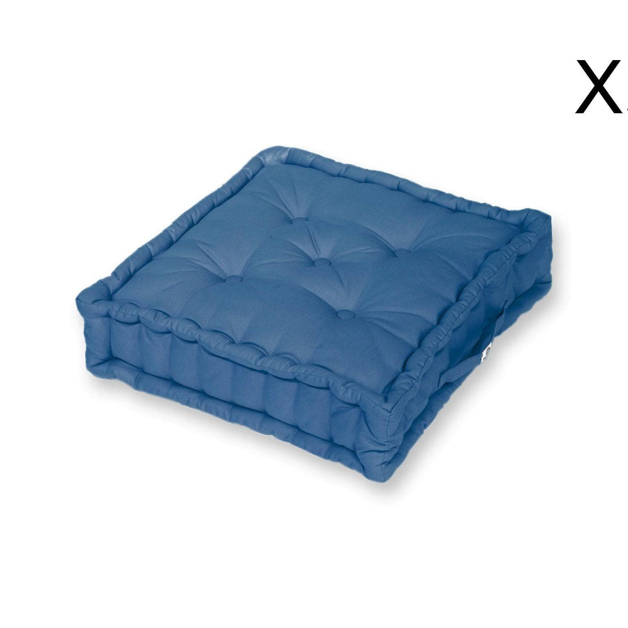 Set di 2 Cuscini da Pavimento Giganti 60x60 Blu Petrolio, tessuto in poliestere