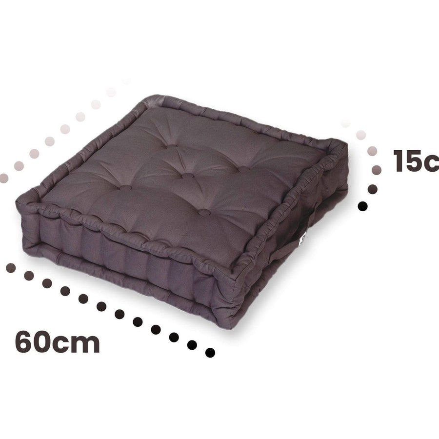 Set di 2 Cuscini da Pavimento Giganti 60x60 Grigio Carbone, tessuto anti-UV e idrorepellente