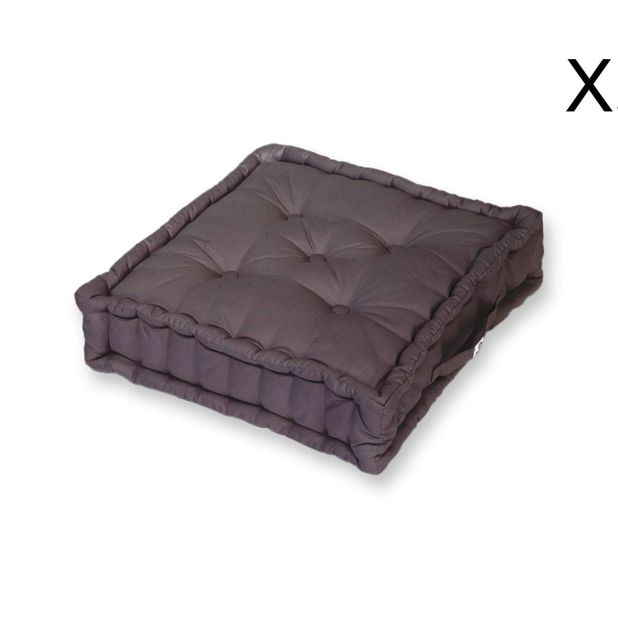 Set di 2 Cuscini da Pavimento Giganti 60x60 Grigio Carbone, tessuto in poliestere