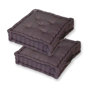 Set di 2 Cuscini da Pavimento Giganti 60x60 Grigio Carbone - Spesso 15cm & Maniglia