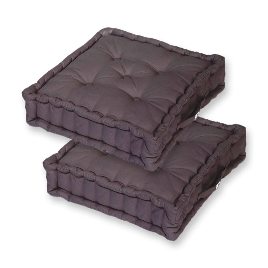 Set di 2 Cuscini da Pavimento Giganti 60x60 Grigio Carbone, spessore 15 cm