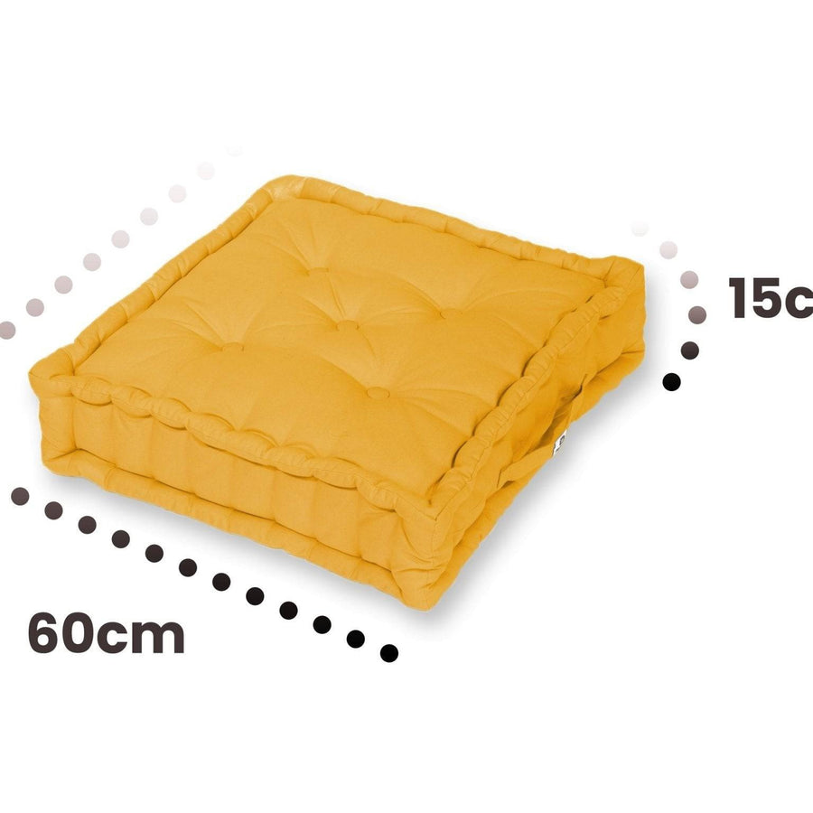 Set di 2 Cuscini da Pavimento Giganti 60x60 Giallo, tessuto anti-UV e idrorepellente