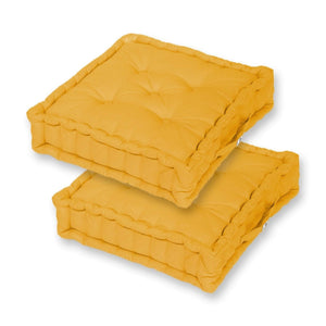 Set di 2 Cuscini da Pavimento Giganti 60x60 Giallo - Spesso 15cm & Maniglia