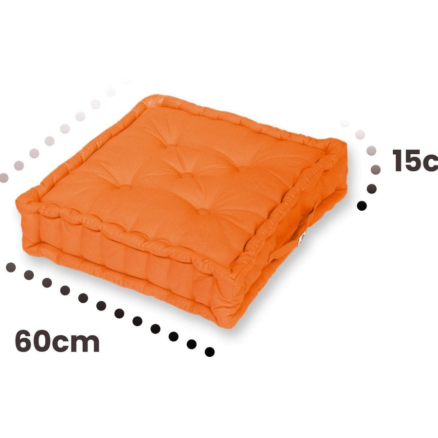 Set di 2 Cuscini da Pavimento Giganti 60x60 Arancione, tessuto anti-UV e idrorepellente