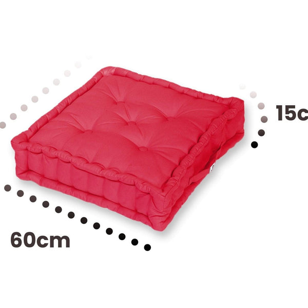 Coussin de sol lot de 2  - 60 x 60 cm Rouge Piment - Deco-arts.fr
