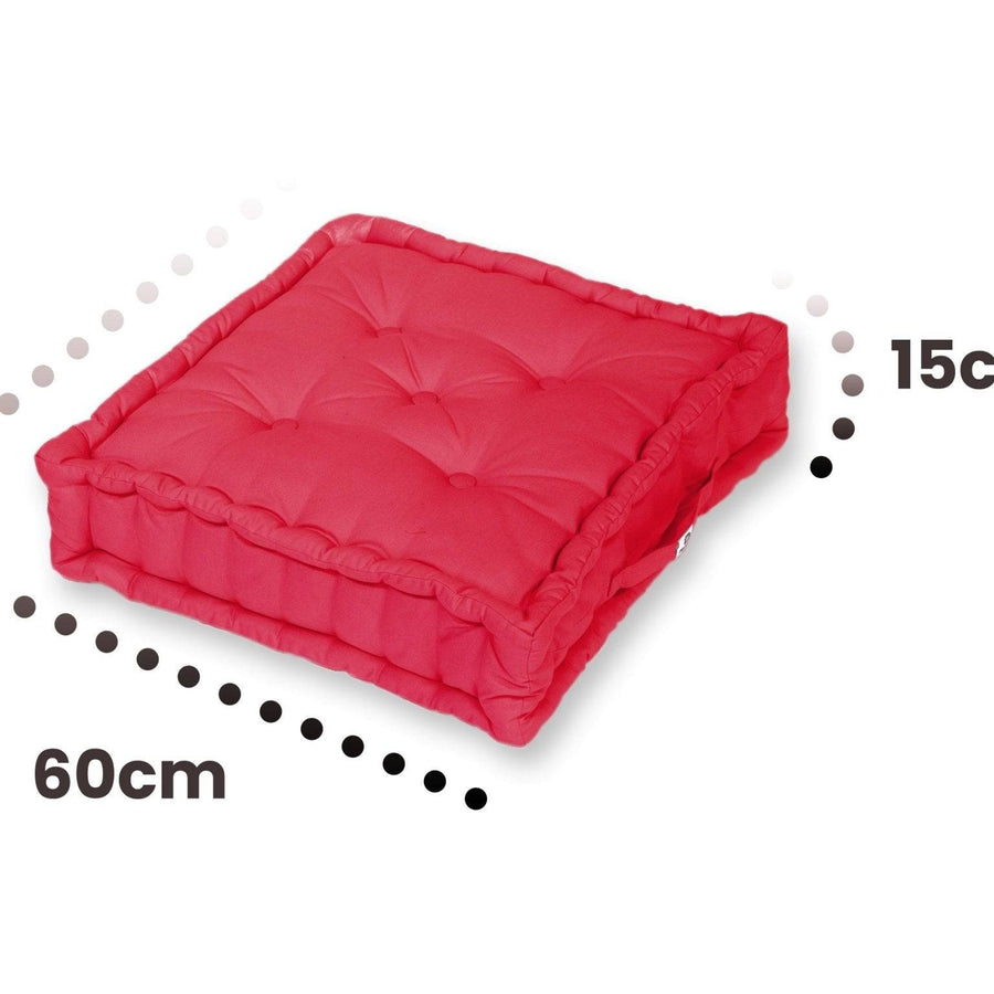 Set di 2 Cuscini da Pavimento Giganti 60x60 Rosso Peperoncino, tessuto anti-UV e idrorepellente