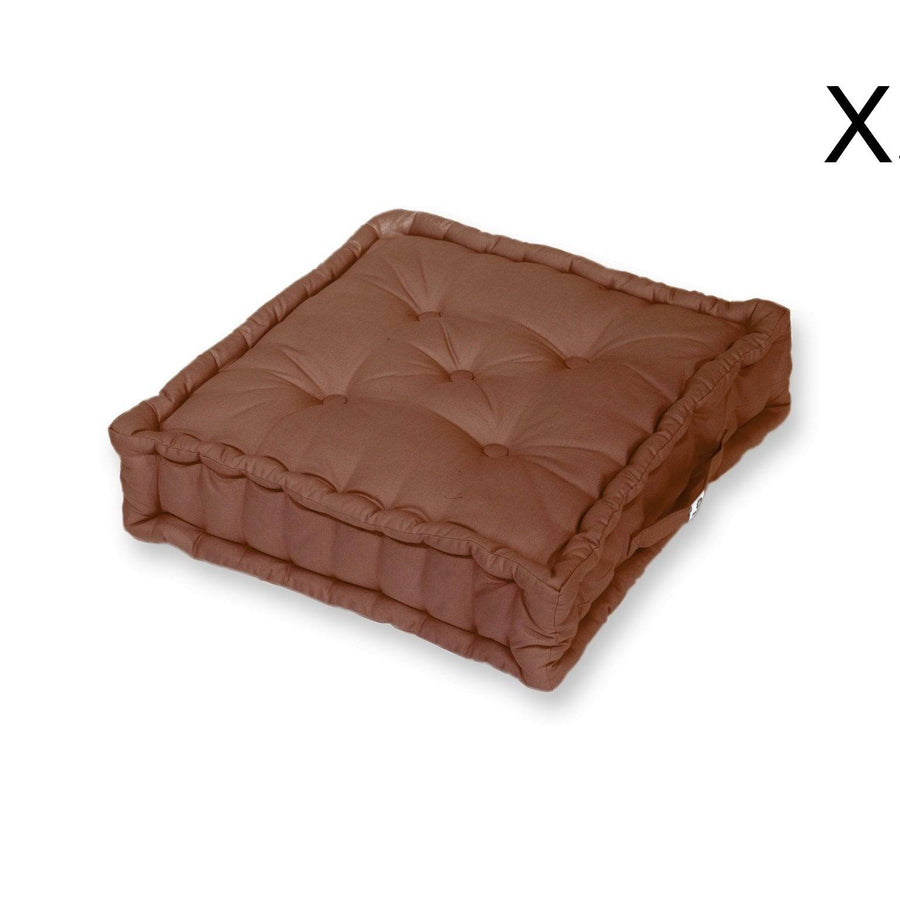 Set di 2 Cuscini da Pavimento Giganti 60x60 Ruggine, tessuto in poliestere