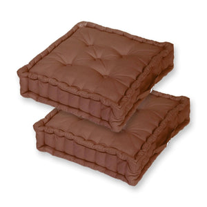 Set di 2 Cuscini da Pavimento Giganti 60x60 Ruggine - Spesso 15cm & Maniglia
