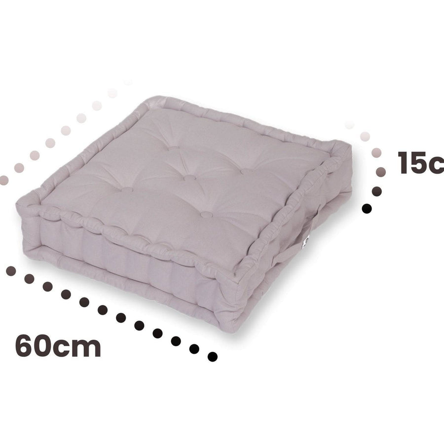 Set di 2 Cuscini da Pavimento Giganti 60x60 Grigio Ciottolo, tessuto anti-UV e idrorepellente