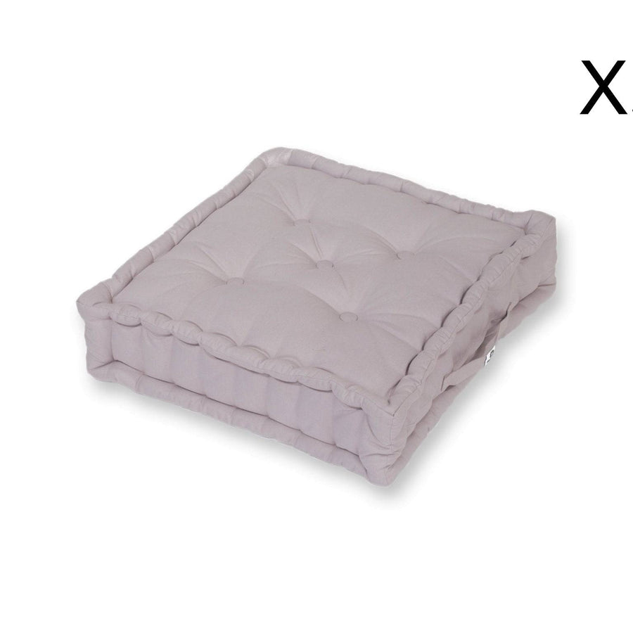 Set di 2 Cuscini da Pavimento Giganti 60x60 Grigio Ciottolo, tessuto in poliestere