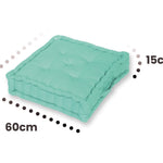 Lot de 2 coussins de sol décoratifs Deco Arts en vert mint, 60 x 15 cm, pour décoration intérieure.