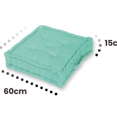 Lot de 2 coussins de sol décoratifs Deco Arts en vert mint, 60 x 15 cm, pour décoration intérieure.