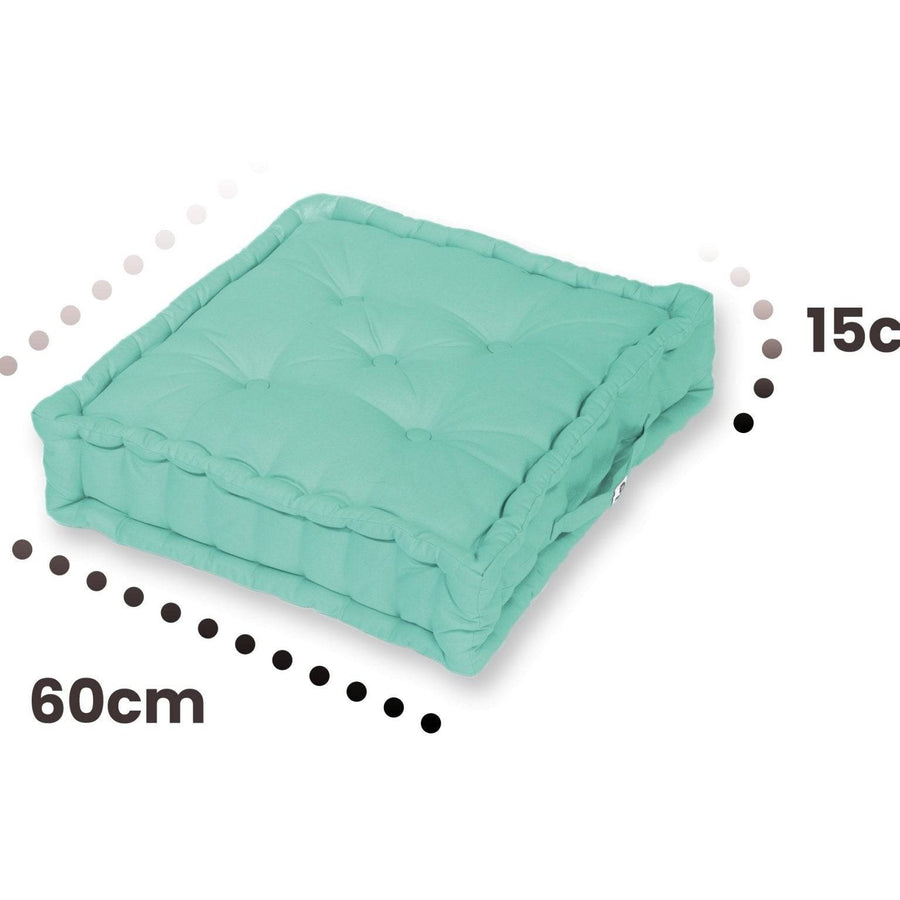 Set di 2 Cuscini da Pavimento (60 x H15 cm) Verde Menta, tessuto anti-UV e idrorepellente