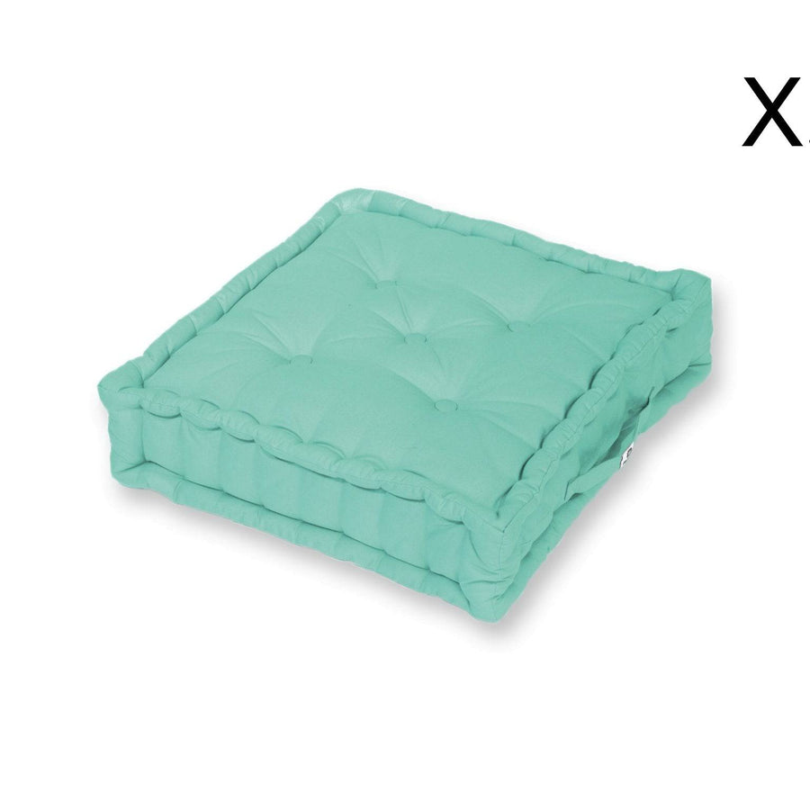 Set di 2 Cuscini da Pavimento (60 x H15 cm) Verde Menta, imbottitura in fiocchi di schiuma