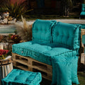 Set Cuscini Pallet Europa 120x80 Blu Caraibi - Seduta XXL Spessa 20cm (1 Seduta + 2 Schienali)