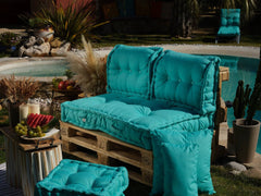 Cuscini per pallet imbottiti 120x80x20 cm Blu caraibico