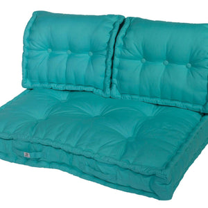 Set Cuscini Pallet Europa 120x80 Blu Caraibi - Seduta XXL Spessa 20cm (1 Seduta + 2 Schienali)