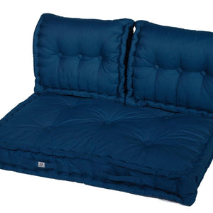 Set Cuscini Pallet Europa 120x80 Blu Petrolio - Seduta XXL Spessa 20cm (1 Seduta + 2 Schienali)
