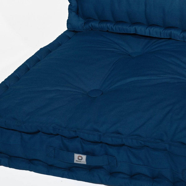 Kit de 3 coussins pour fauteuils Deco Arts, palette Europe 120x80 cm, bleu pétrole, assise épaisse 20 cm, dossier confortable