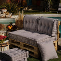 Set Cuscini Pallet Europa 120x80 Grigio Ciottolo - Seduta XXL Spessa 20cm (1 Seduta + 2 Schienali)