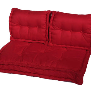 Set Cuscini Pallet Europa 120x80 Rosso Peperoncino - Seduta XXL Spessa 20cm (1 Seduta + 2 Schienali)