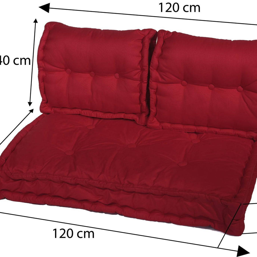 Set Cuscini Pallet Europa 120x80 Rosso Peperoncino, impermeabile