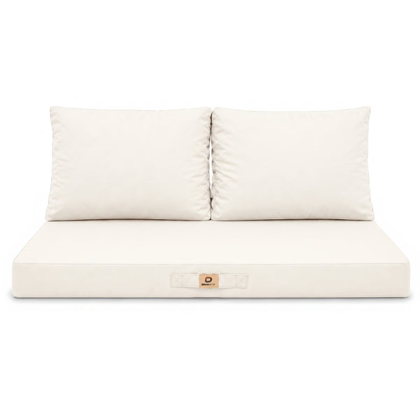 Set cuscini salotto da giardino 100x50 Bianco Sporco, vista frontale