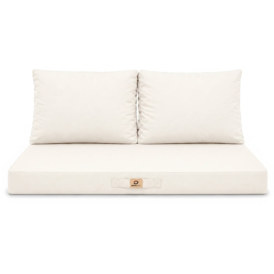 Set cuscini salotto da giardino 100x50 Bianco Sporco, vista frontale