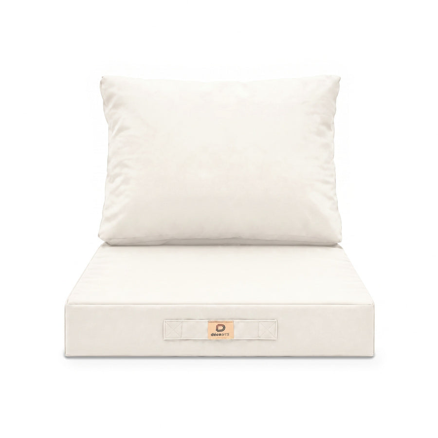 Set cuscini salotto da giardino 60x60 Bianco Sporco, vista frontale