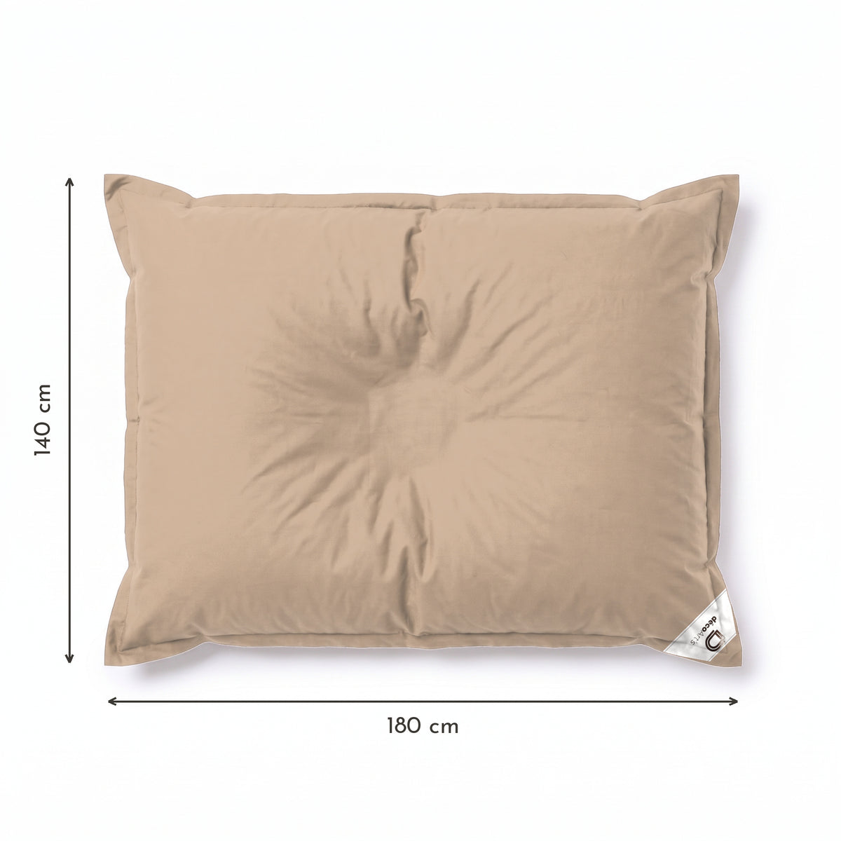 Fodera Pouf Galleggiante XXL 180x140 Beige - (Fodera da Riempire - Spécial Piscina) – schema con le misure