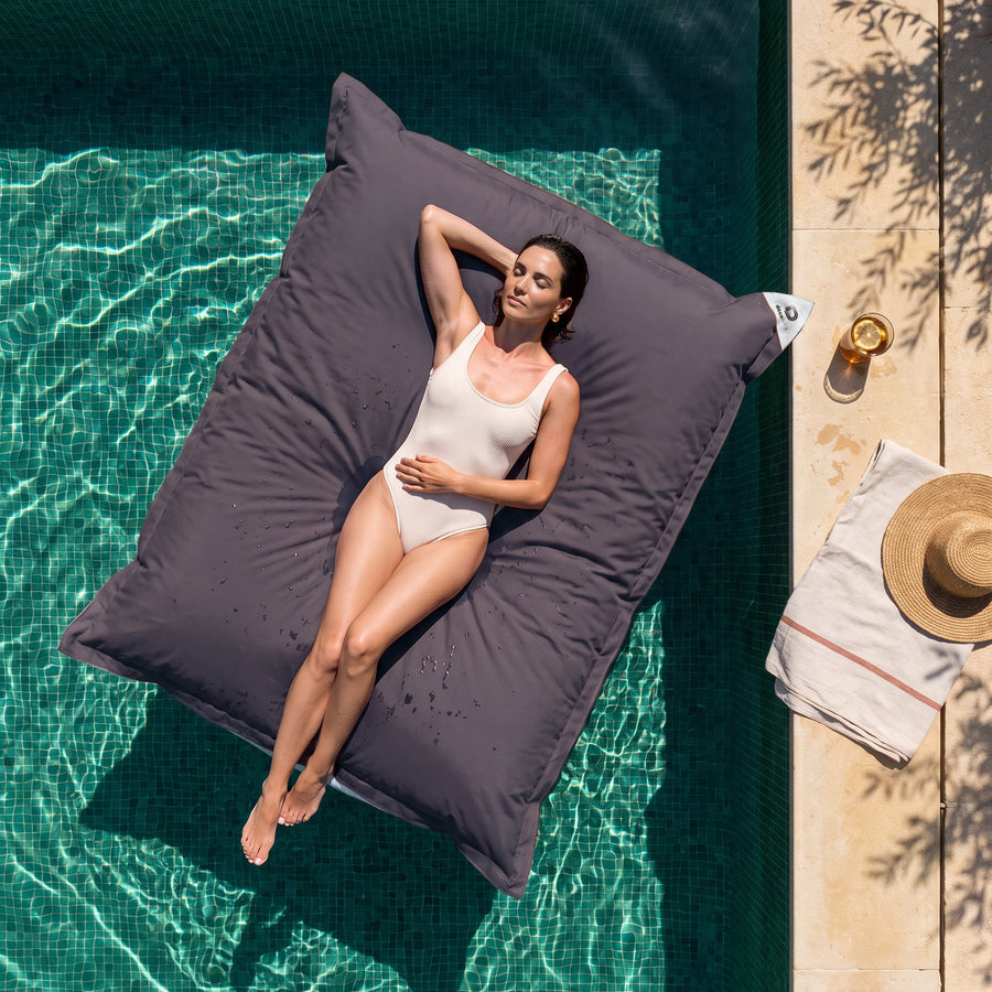 Fodera Pouf Galleggiante XXL 180x140 Grigio Carbone - (Fodera da Riempire - Spécial Piscina)