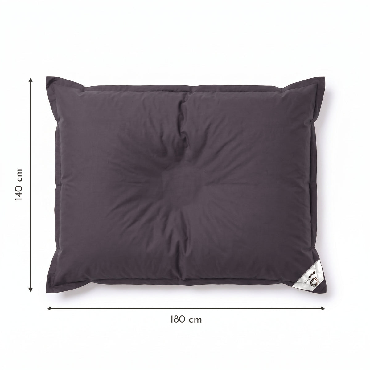 Fodera Pouf Galleggiante XXL 180x140 Grigio Carbone - (Fodera da Riempire - Spécial Piscina) – schema con le misure