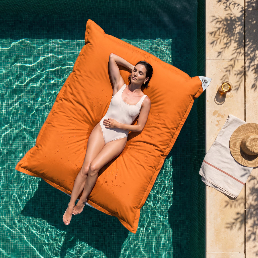Fodera Pouf Galleggiante XXL 180x140 Arancione - (Fodera da Riempire - Spécial Piscina)