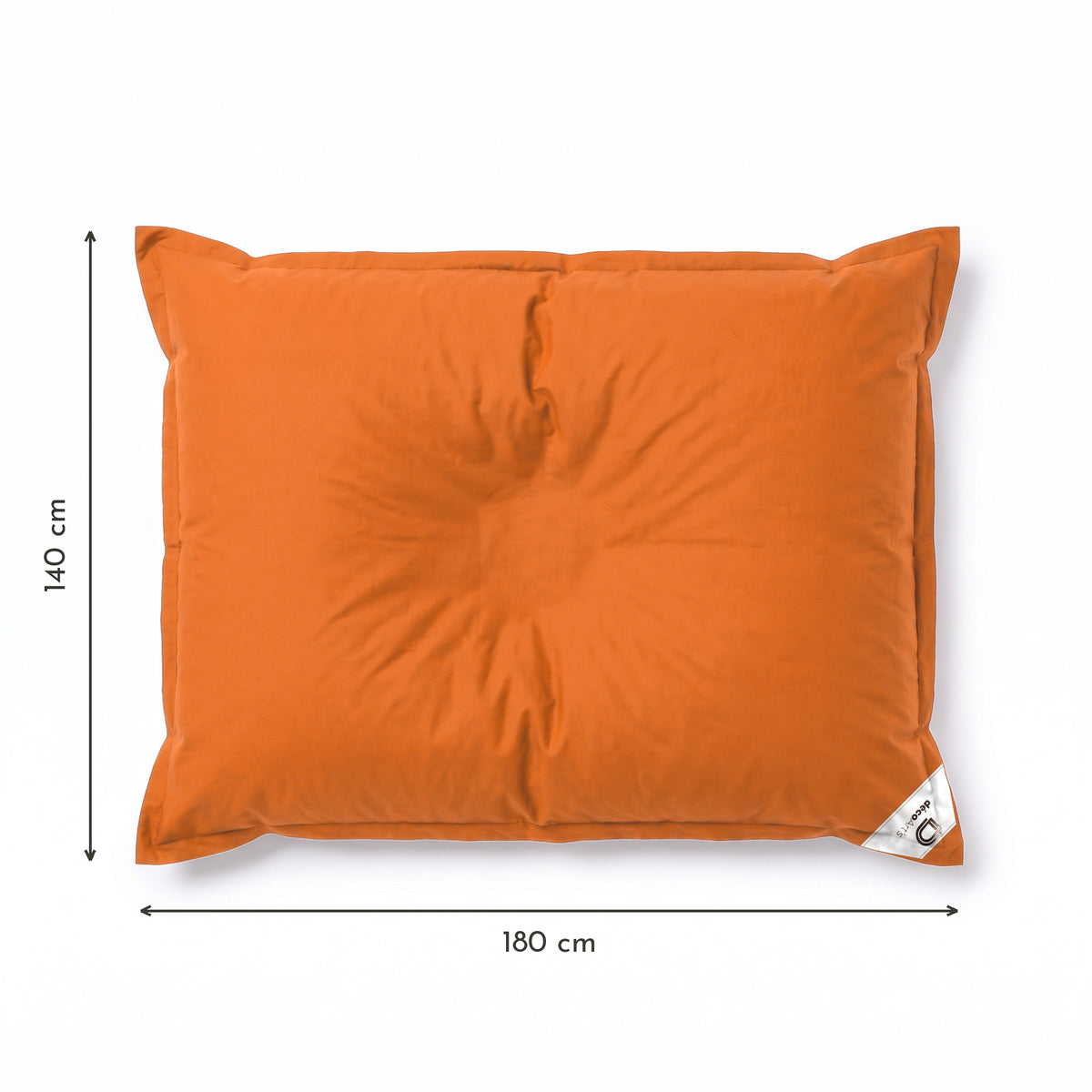 Fodera Pouf Galleggiante XXL 180x140 Arancione - (Fodera da Riempire - Spécial Piscina) – schema con le misure