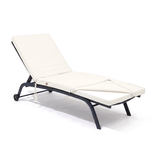 Materassino lettino prendisole 185x60 Bianco Sporco su un lettino, fodera aperta