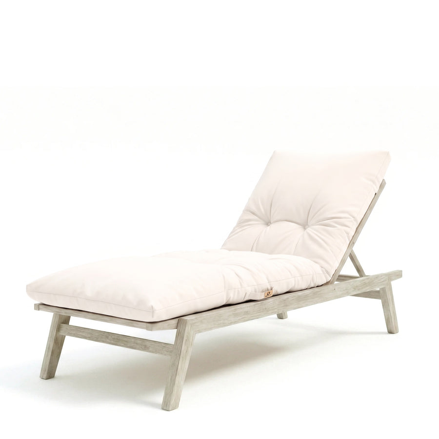 Materassino lettino prendisole 185x60 Bianco Sporco su un lettino in legno