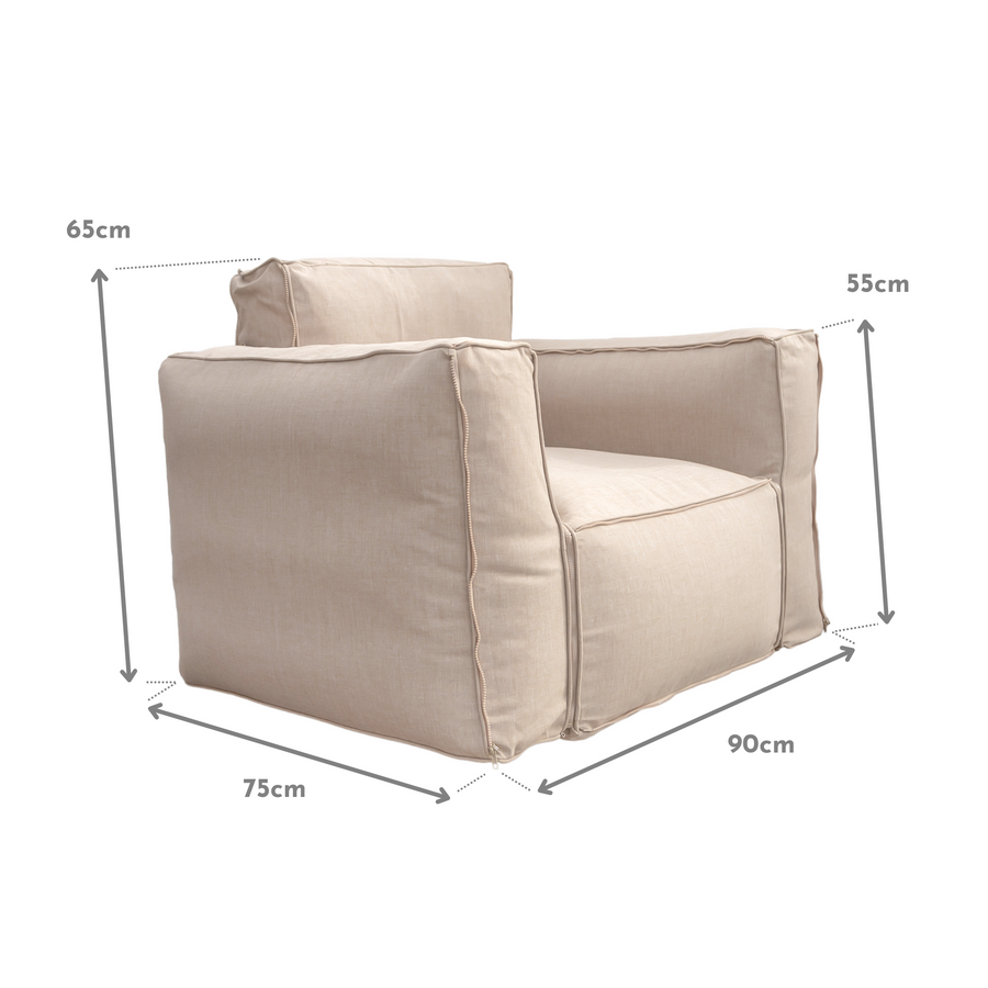 Poltrona modulare Beige fornita con cuscino decorativo e pompa elettrica